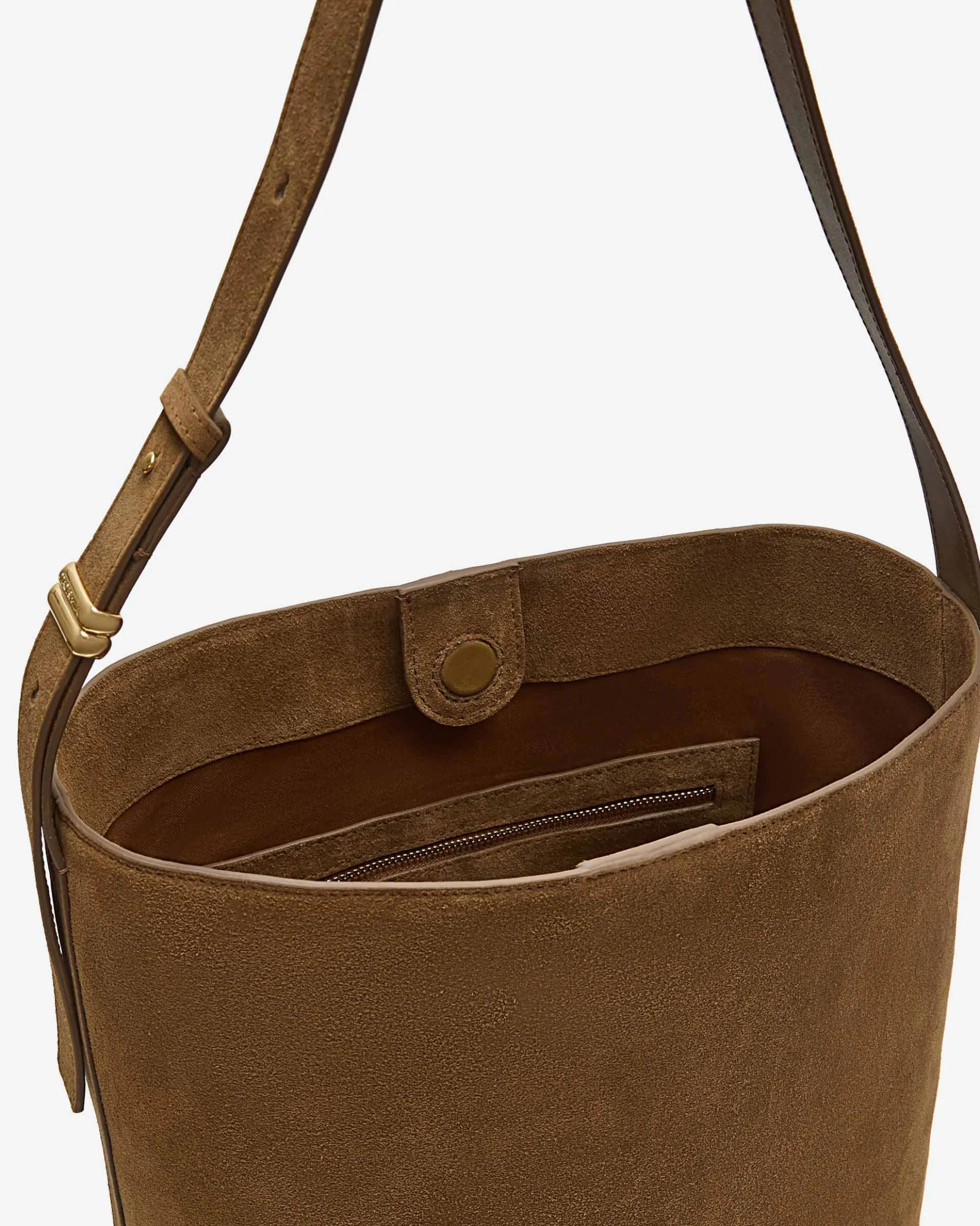 Sac seau en cuir de vachette camel Le come