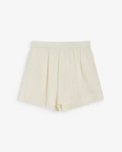 Short large taille haute en gaze de coton ecru Wasabi
