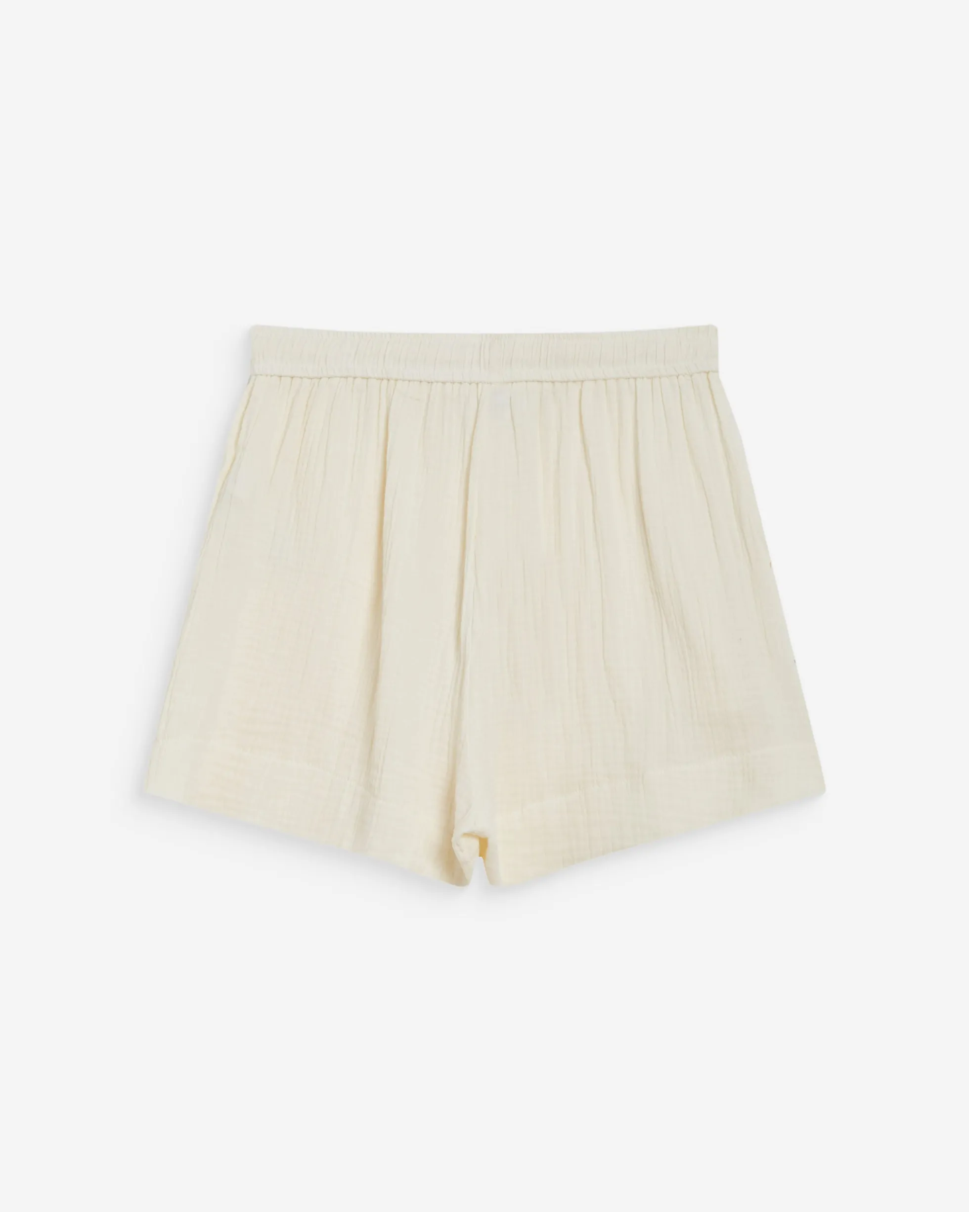 Short large taille haute en gaze de coton ecru Wasabi