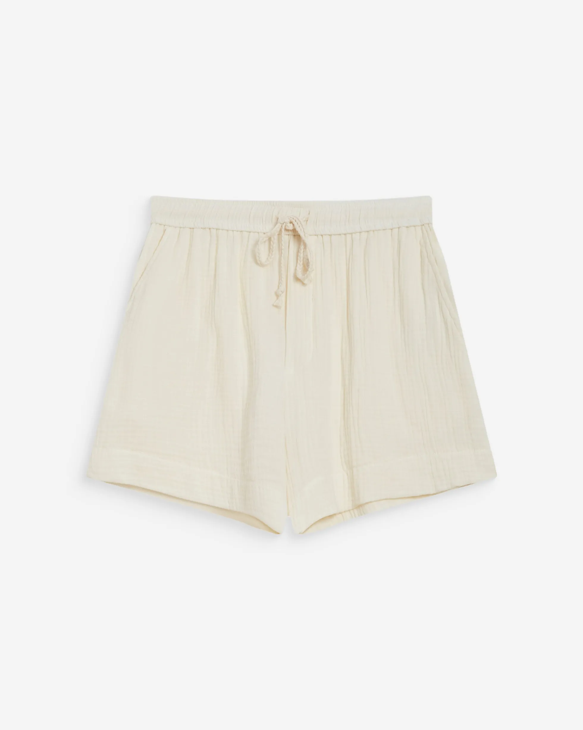 Short large taille haute en gaze de coton ecru Wasabi