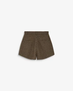 Short tailleur pied-de-poule taille haute coffee Arsenio