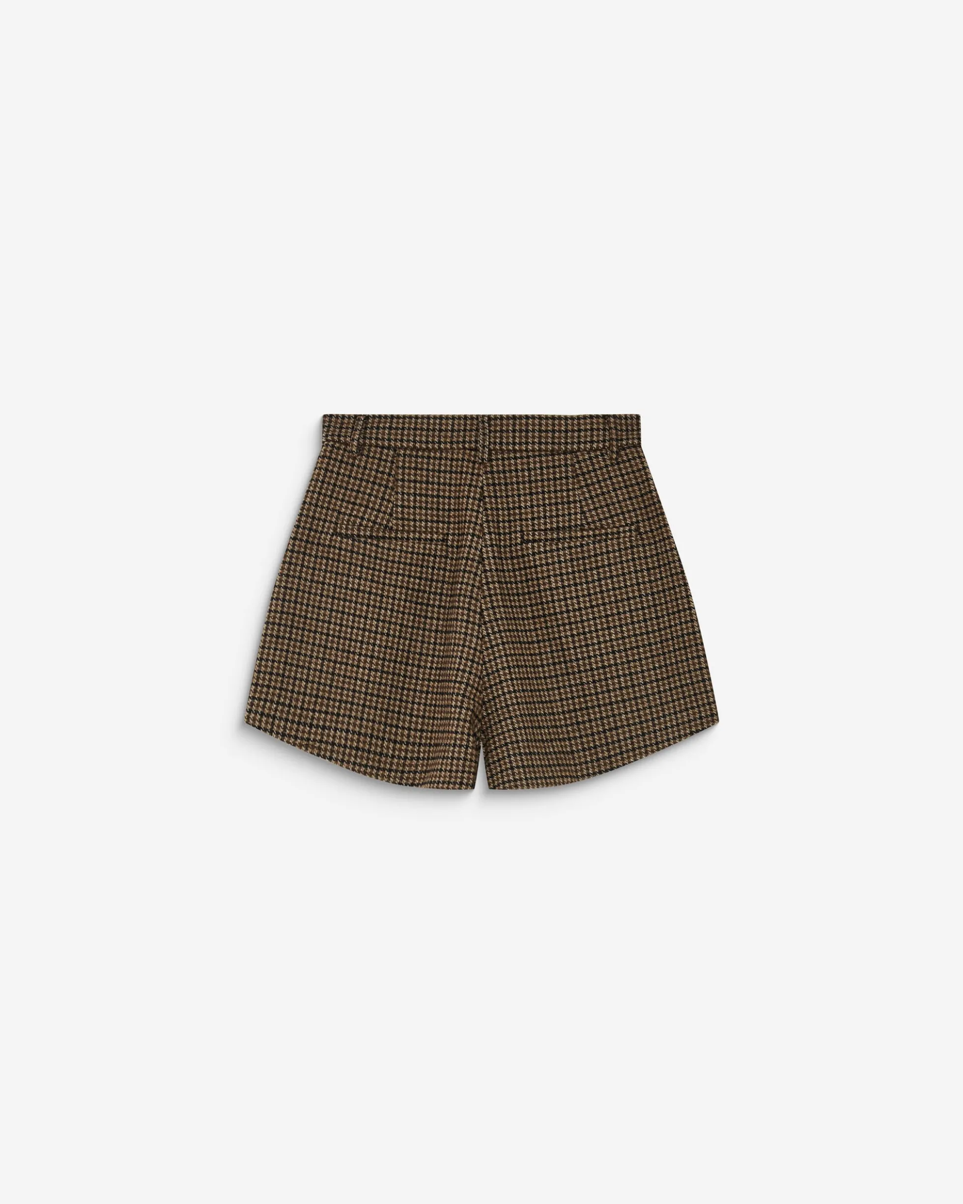 Short tailleur pied-de-poule taille haute coffee Arsenio