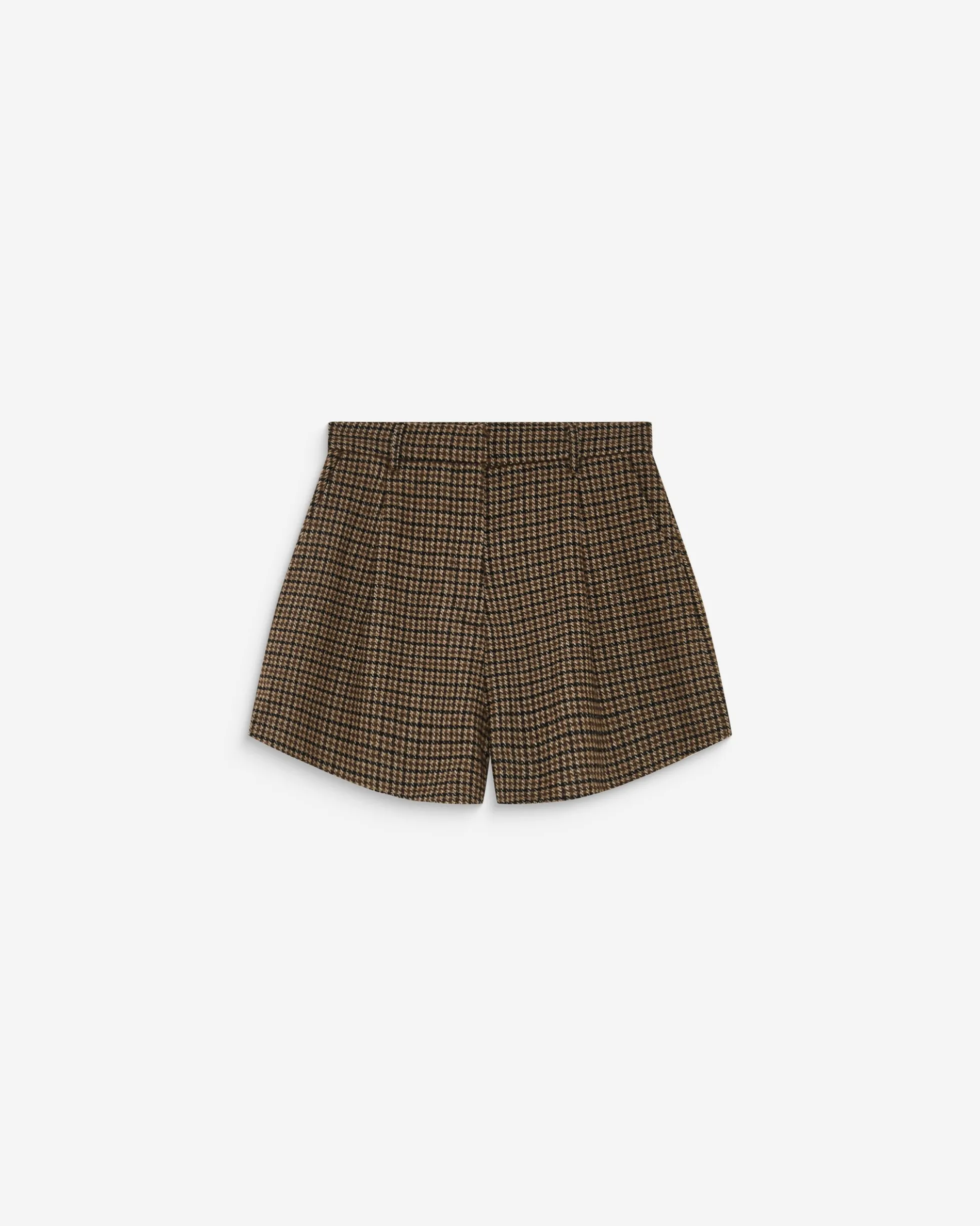 Short tailleur pied-de-poule taille haute coffee Arsenio