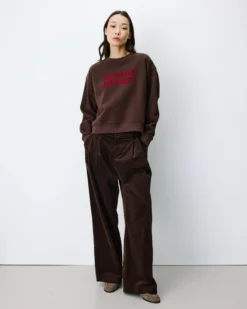 Sweat ample à message chocolat Amery