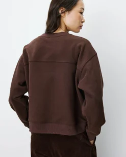 Sweat ample à message chocolat Amery