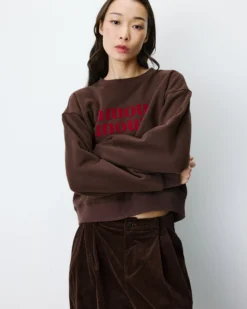 Sweat ample à message chocolat Amery