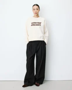 Sweat ample à message ecru Amery