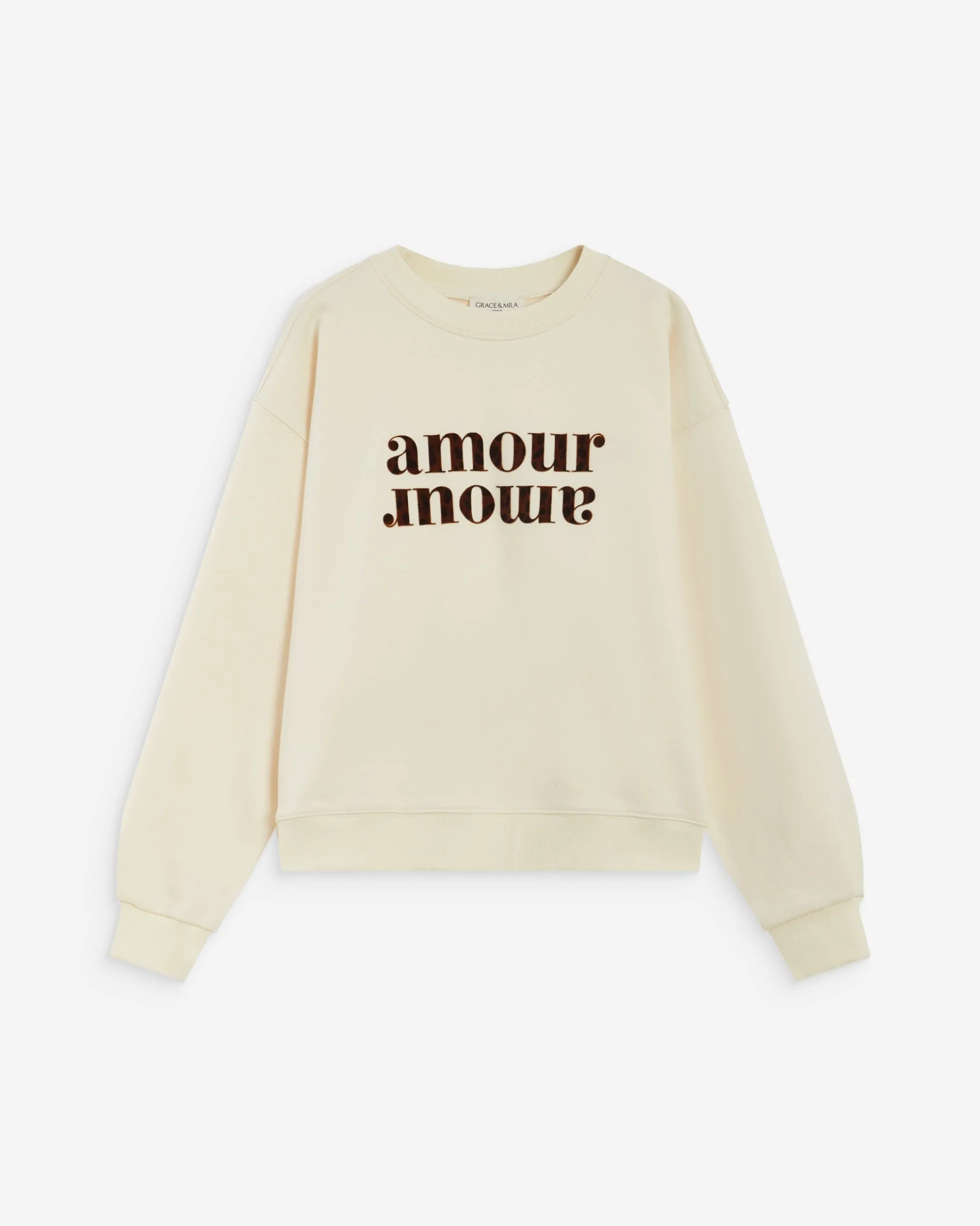 Sweat ample à message ecru Amery