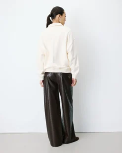 Sweat oversize col polo ouvert ecru Archibald