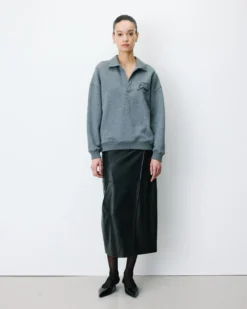 Sweat oversize col polo ouvert anthracite Archibald
