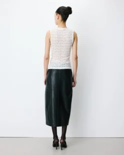 Top ajusté sans manches en dentelle ecru Avila