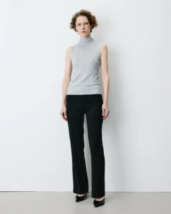 Top col montant en maille lurex sans manches silver Bailey