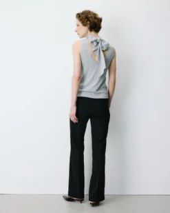 Top col montant en maille lurex sans manches silver Bailey