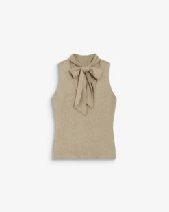 Top col montant en maille lurex sans manches gold Bailey