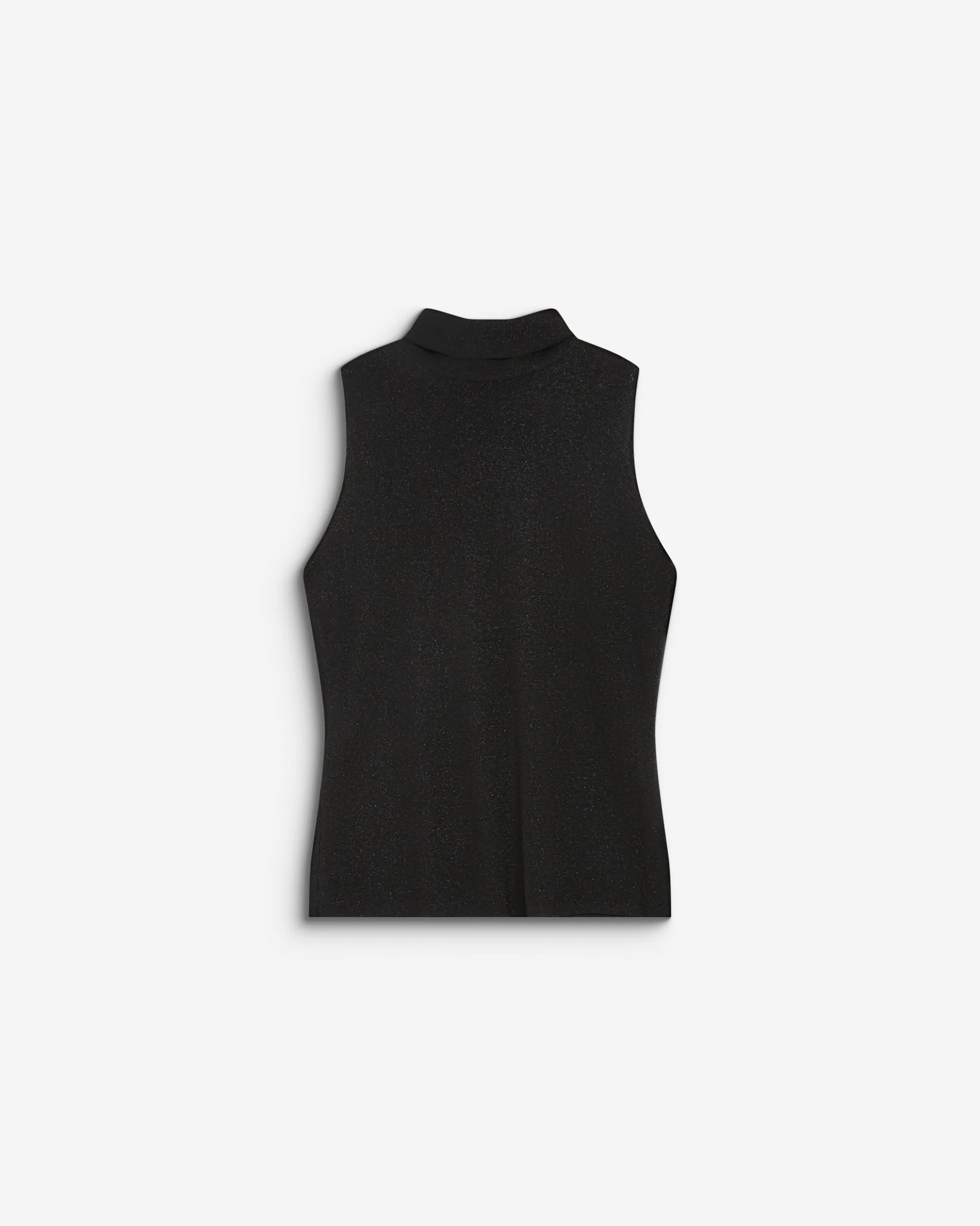 Top col montant en maille lurex sans manches noir Bailey
