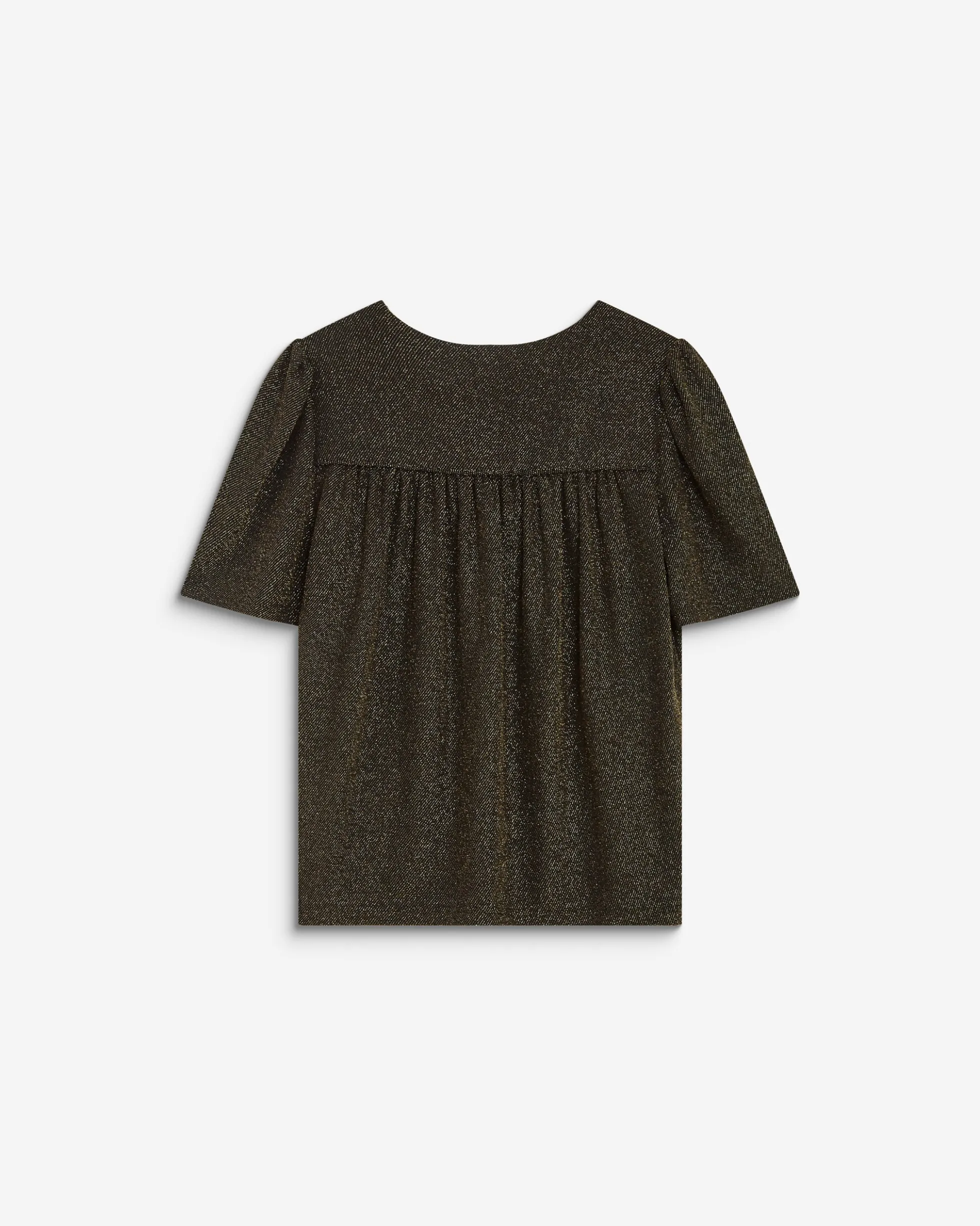 Top col V en jersey lurex manches courtes gold Basilic