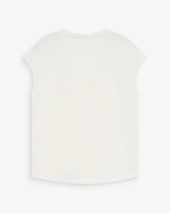 Top col V manches courtes en lurex ivoire Valsons