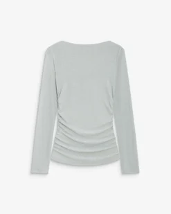 Top drapé ajusté en lurex manches longues silver Beaumont