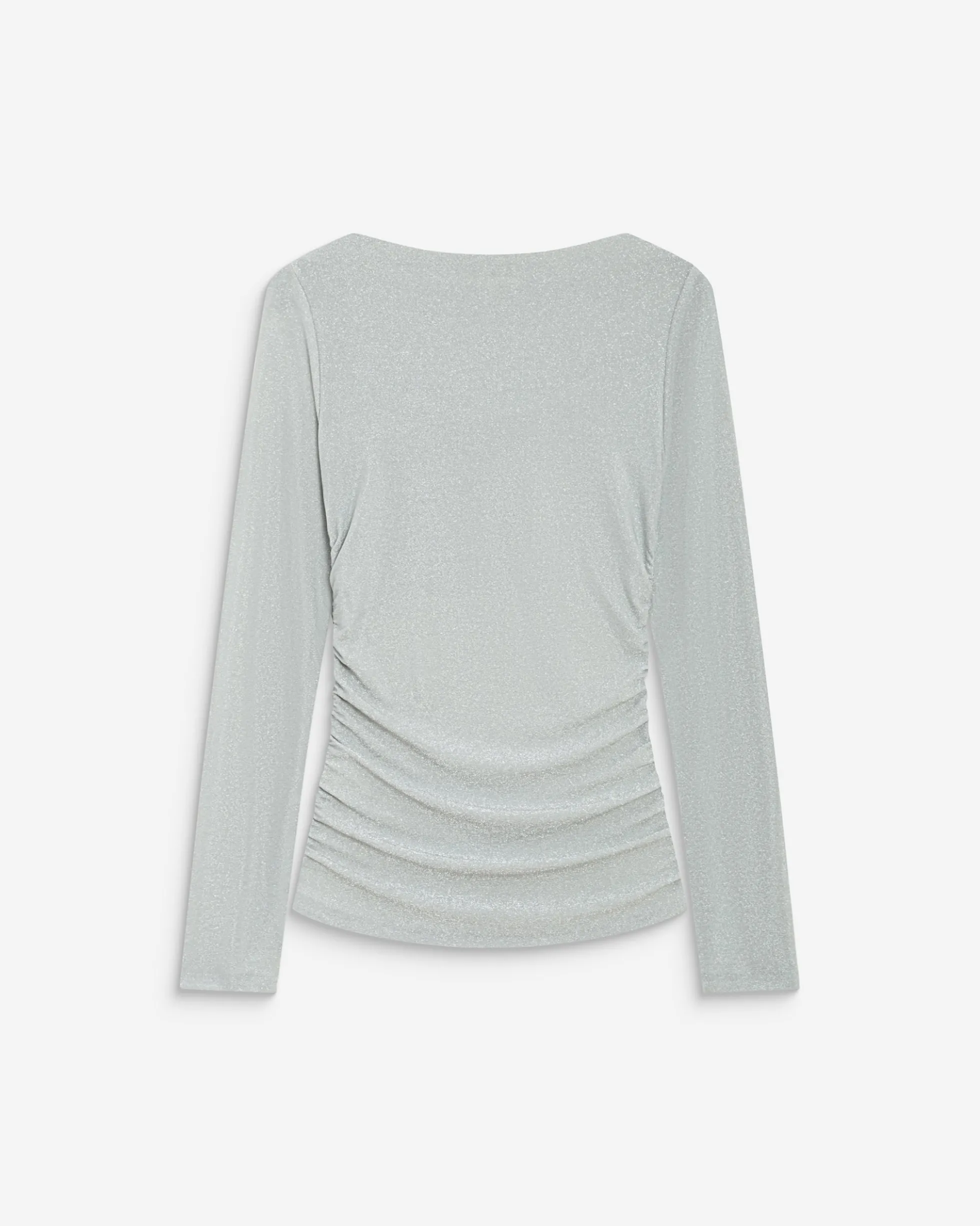 Top drapé ajusté en lurex manches longues silver Beaumont