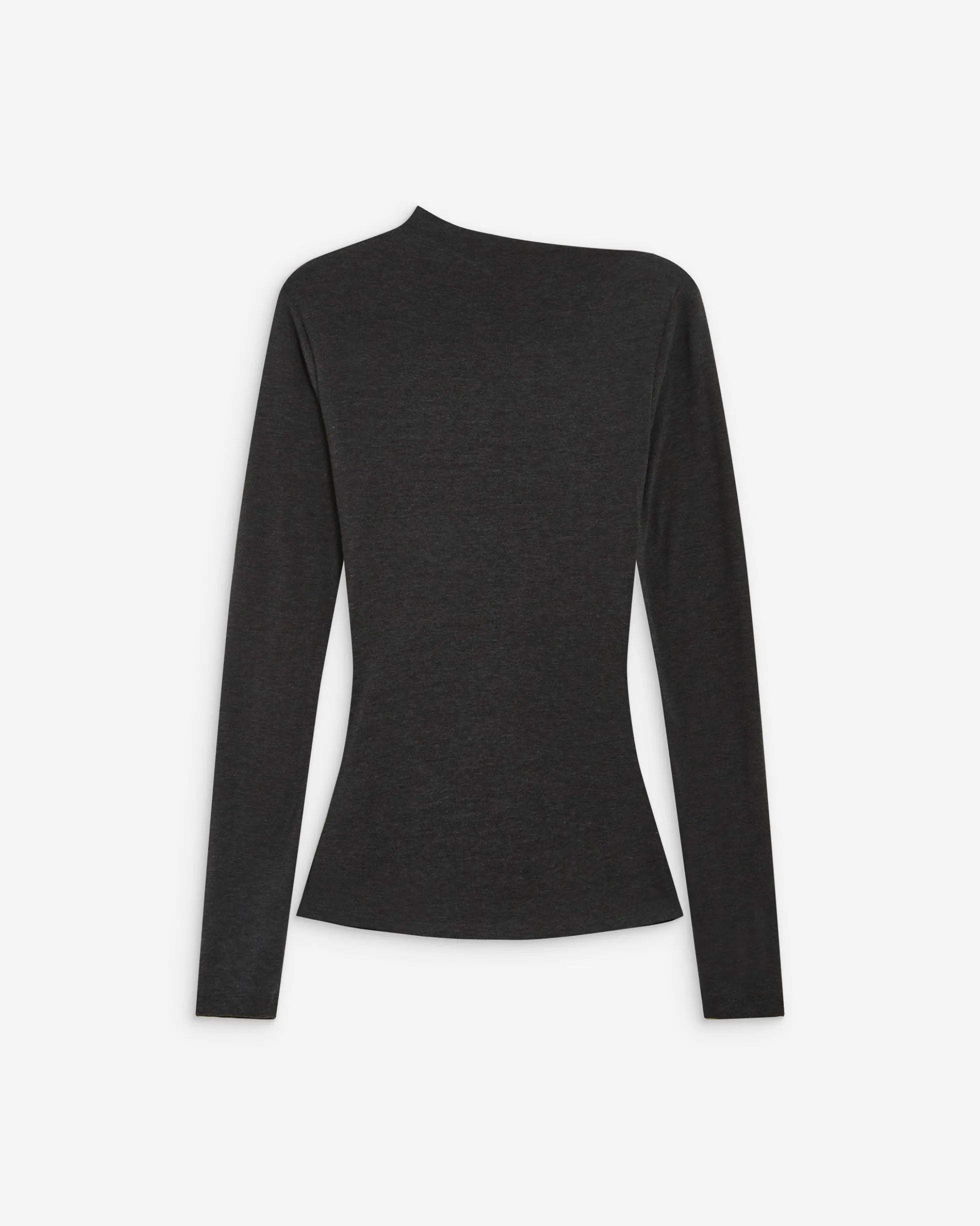Top drapé asymétrique manches longues anthracite Aurygny