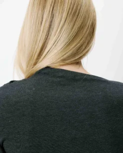 Top drapé asymétrique manches longues anthracite Aurygny