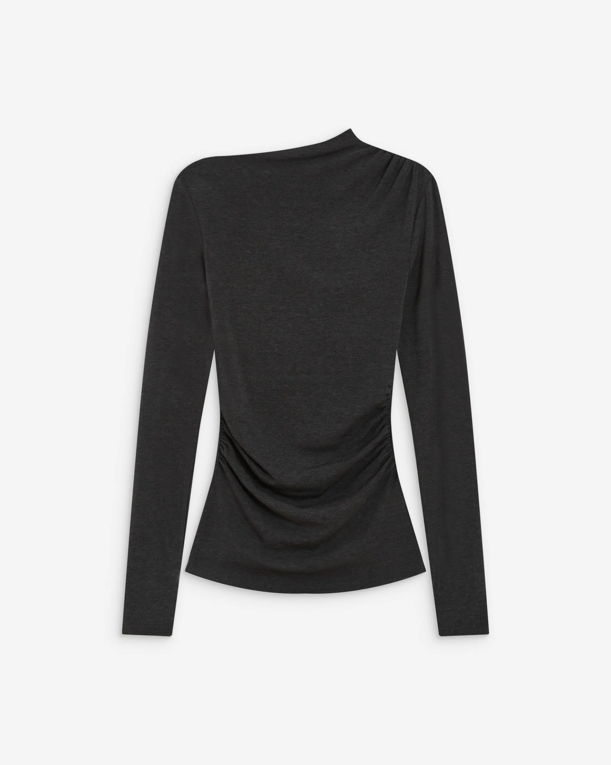 Top drapé asymétrique manches longues anthracite Aurygny