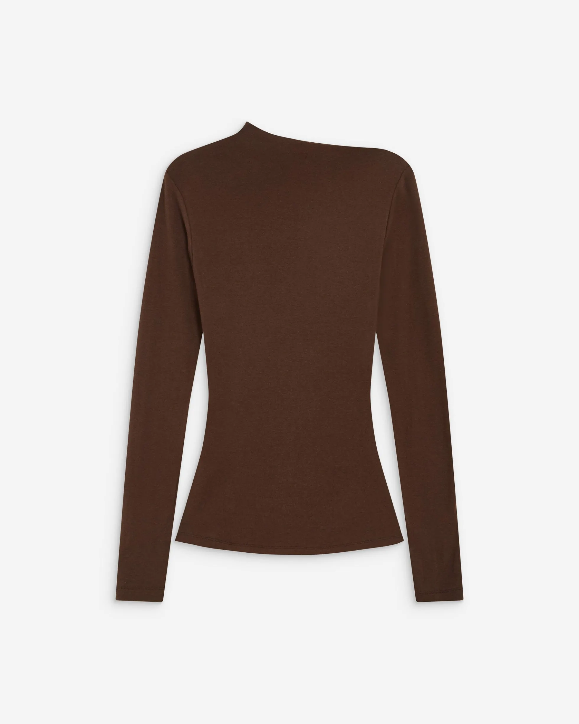 Top drapé asymétrique manches longues chocolat Aurygny