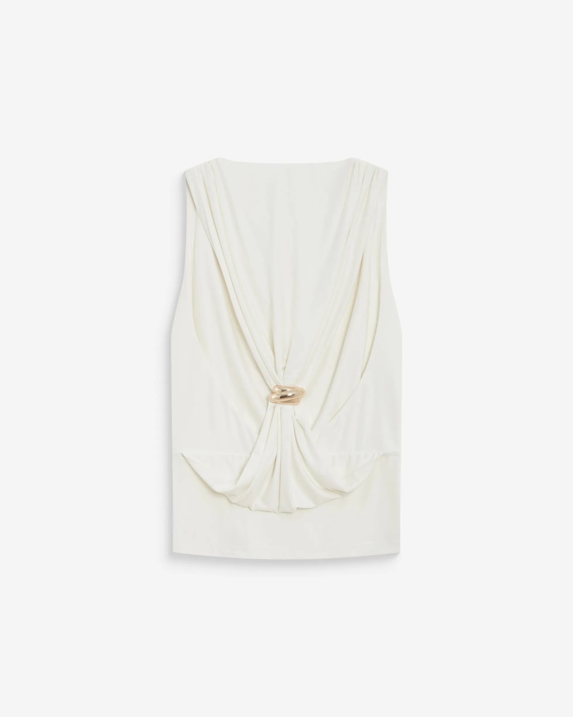 Top drapé sans manches à boucle dorée au dos ecru Bunny