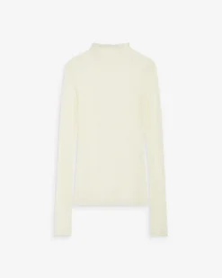 Top en dentelle ajusté manches longues ecru Blake