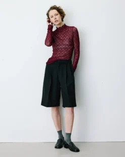 Top en dentelle ajusté manches longues cherry Blake