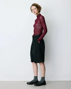 Top en dentelle ajusté manches longues cherry Blake