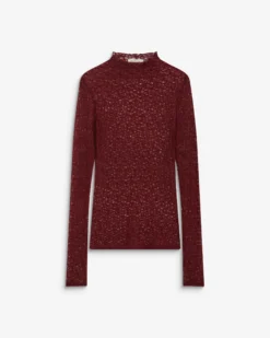 Top en dentelle ajusté manches longues cherry Blake