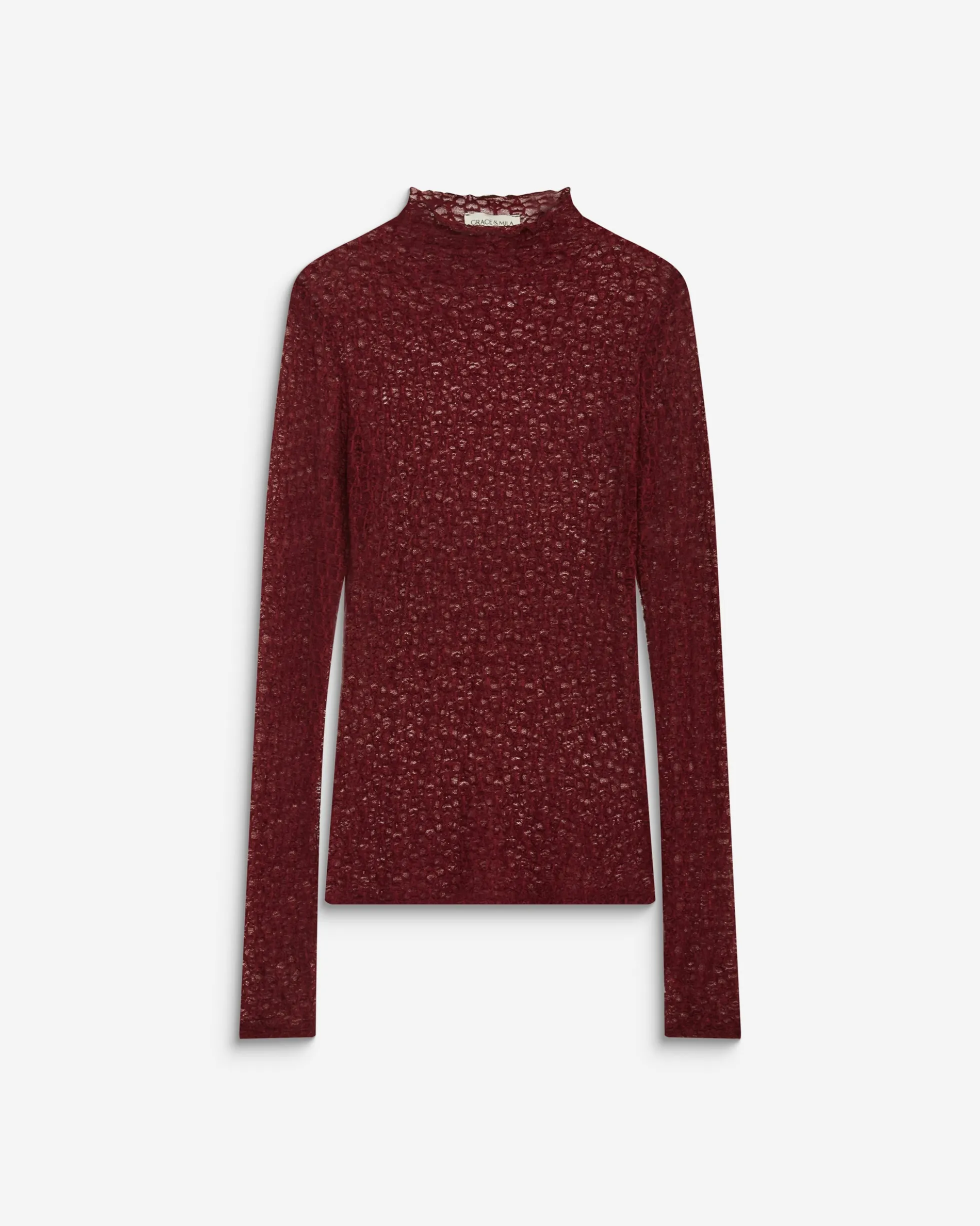 Top en dentelle ajusté manches longues cherry Blake