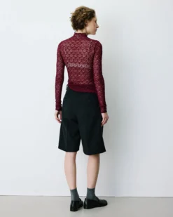 Top en dentelle ajusté manches longues cherry Blake