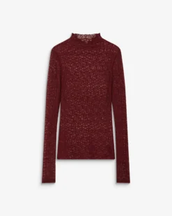 Top en dentelle ajusté manches longues cherry Blake