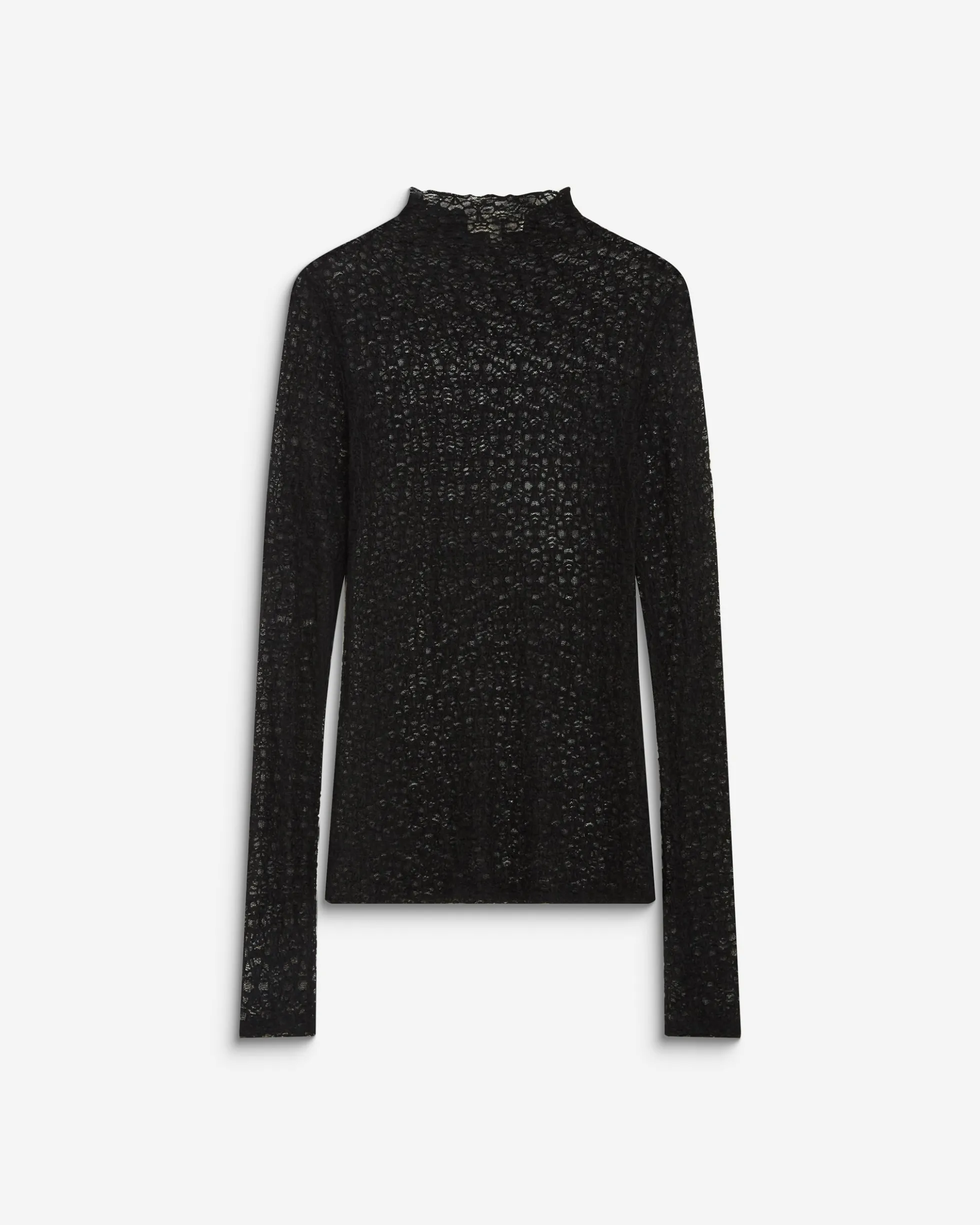 Top en dentelle ajusté manches longues noir Blake