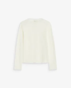 Top en dentelle transparente manches longues ecru Aube