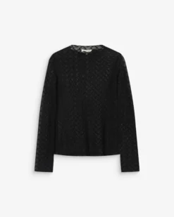 Top en dentelle transparente manches longues noir Aube