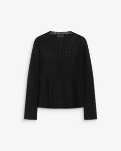 Top en dentelle transparente manches longues noir Aube