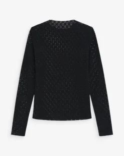 Top en dentelle transparent manches longues noir Valmy