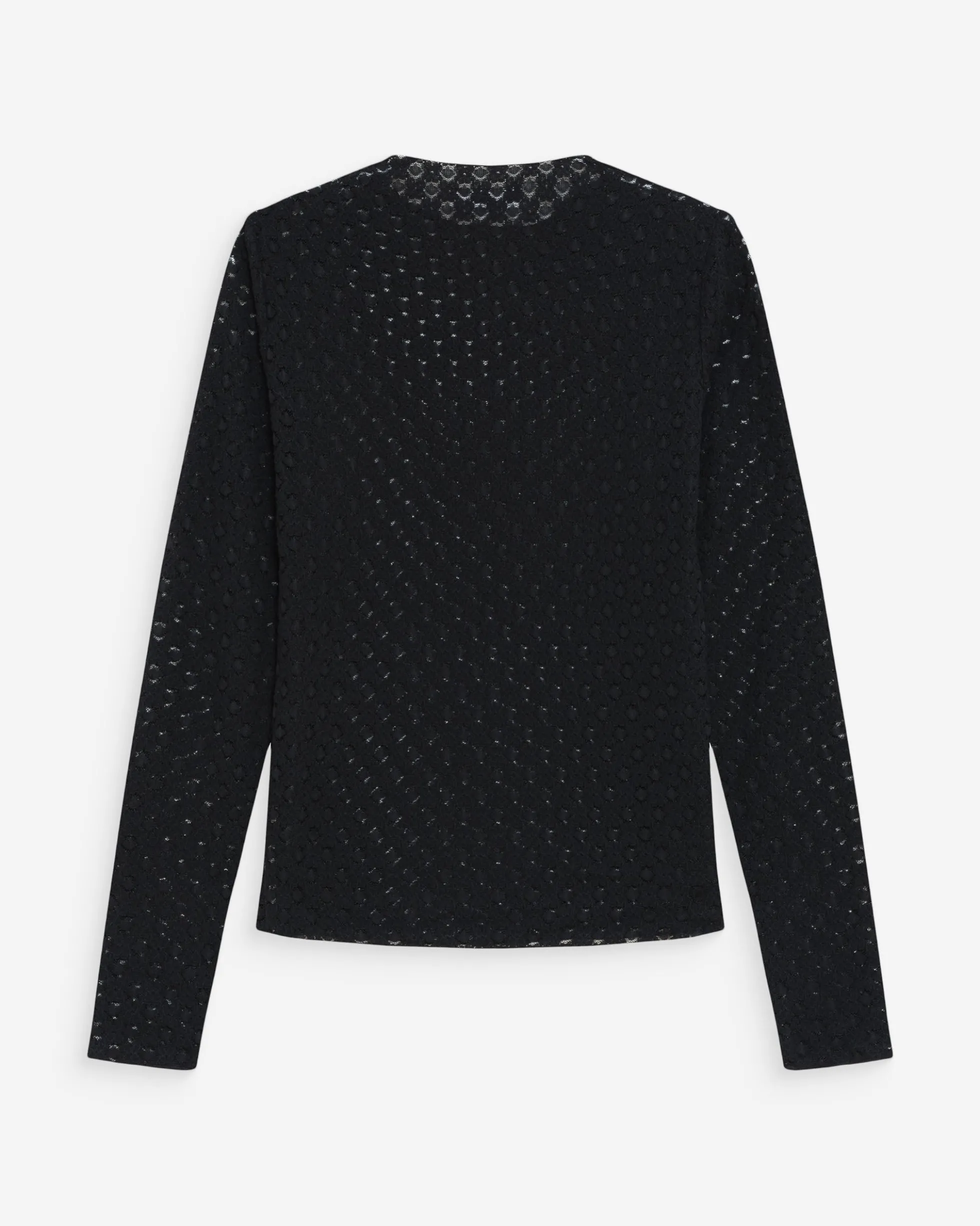 Top en dentelle transparent manches longues noir Valmy
