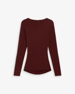 Top froncé col V croisé manches longues cherry Azul