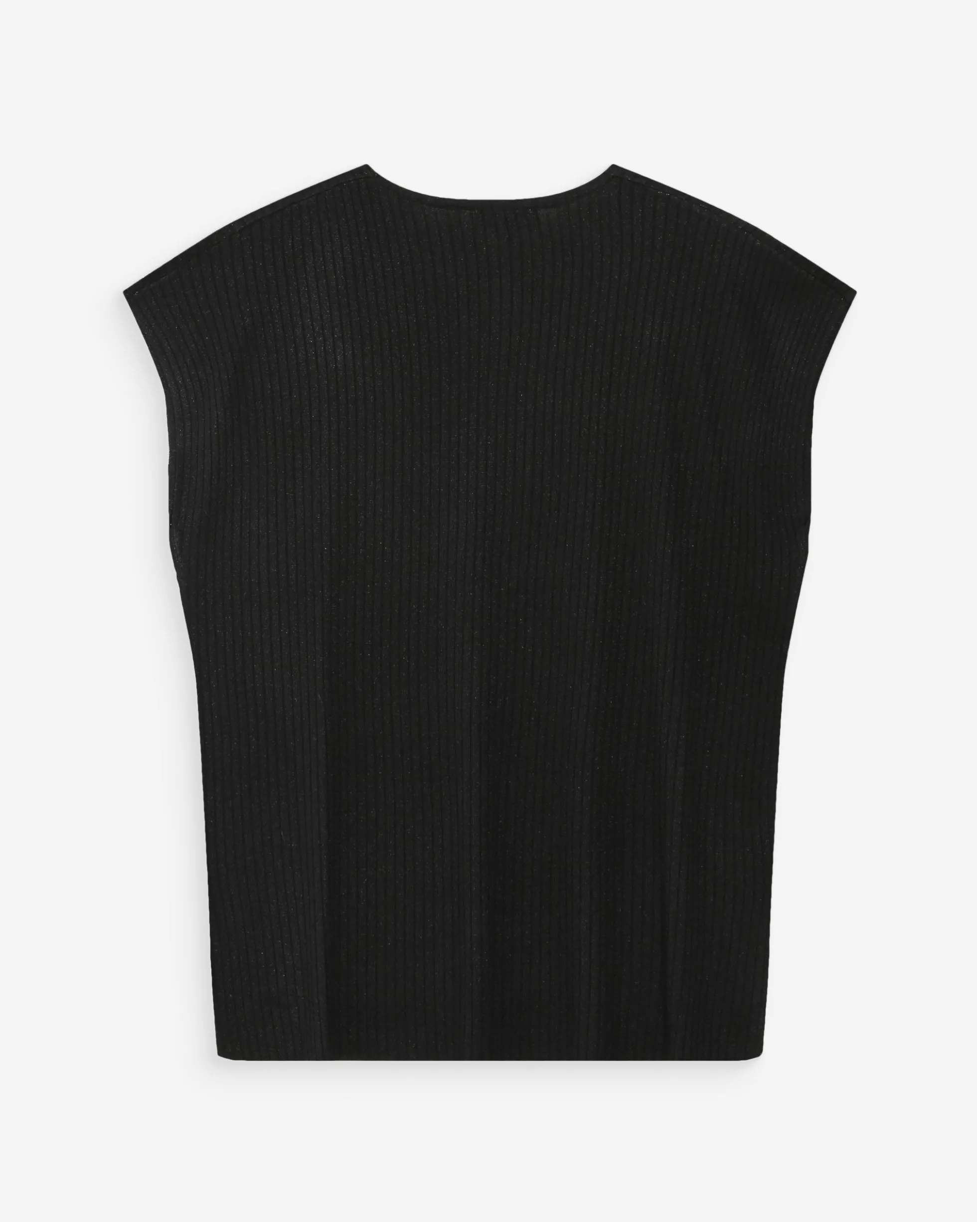 Top large en lurex col V noir Vaporo
