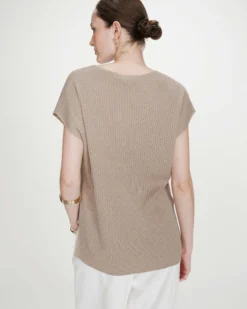 Top large en lurex col V or Vaporo