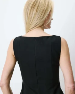 Top peplum sans manches col rond noir Argent