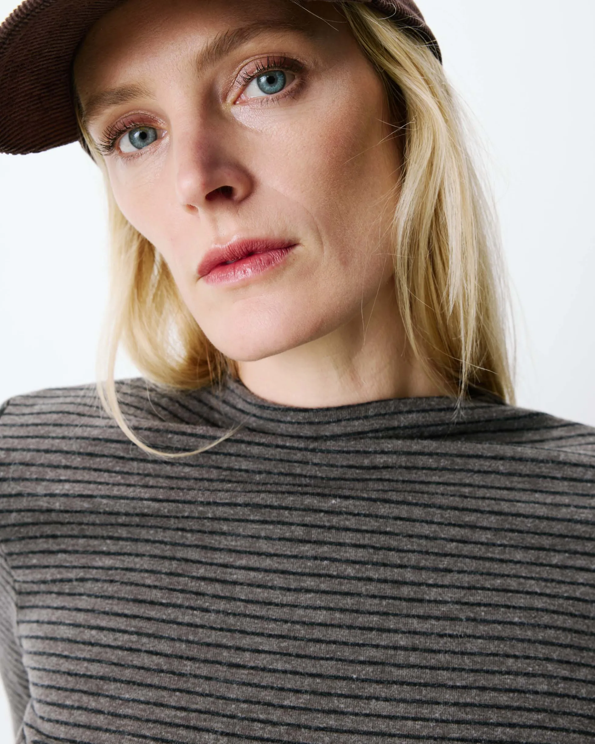 Top rayé taille froncée manches longues anthracite Aralee