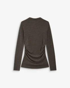 Top rayé taille froncée manches longues anthracite Aralee