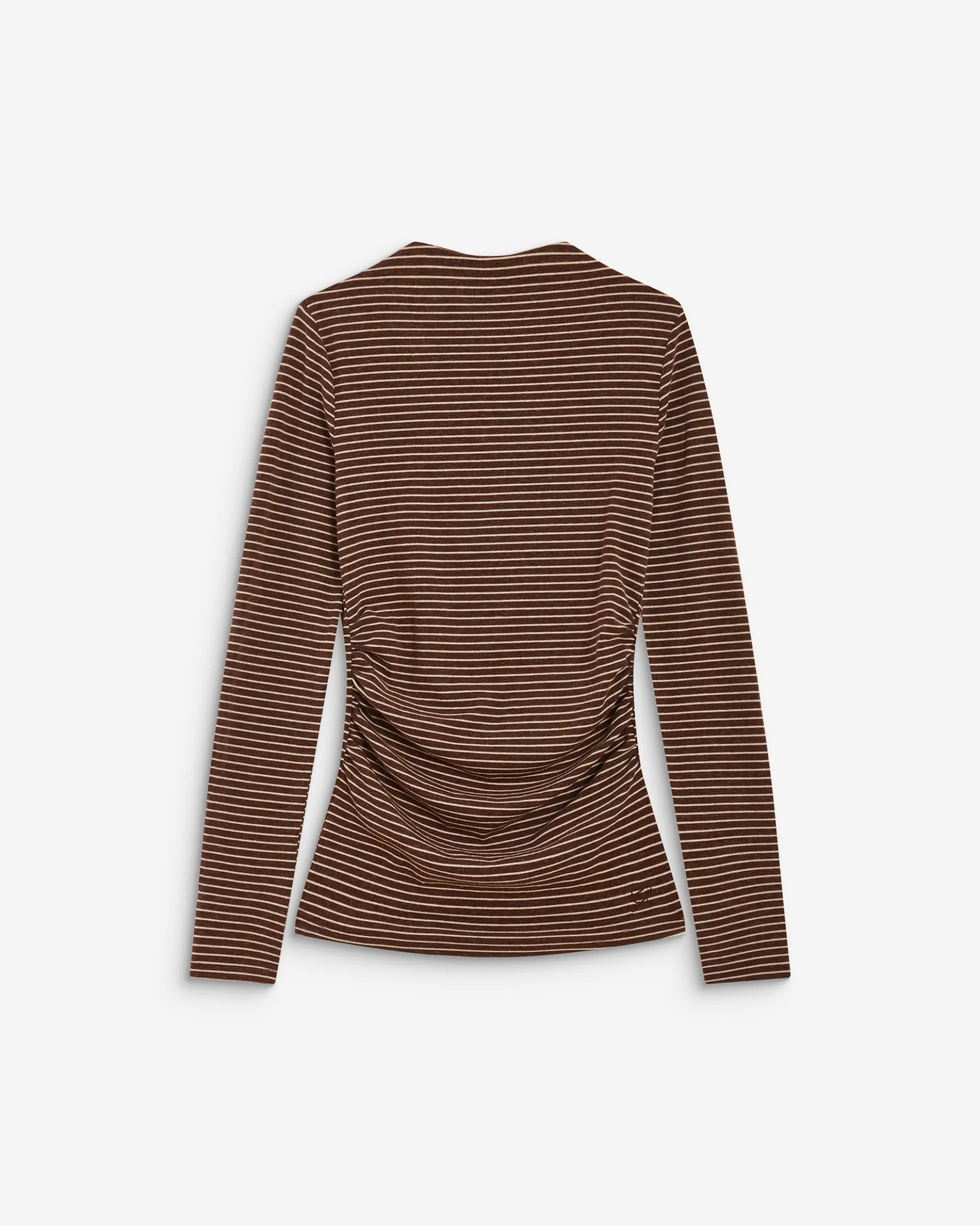 Top rayé taille froncée manches longues terracotta Aralee
