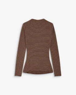 Top rayé taille froncée manches longues terracotta Aralee