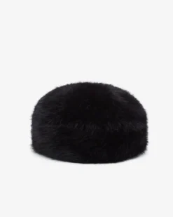 Toque ronde en fausse fourrure noir Benito